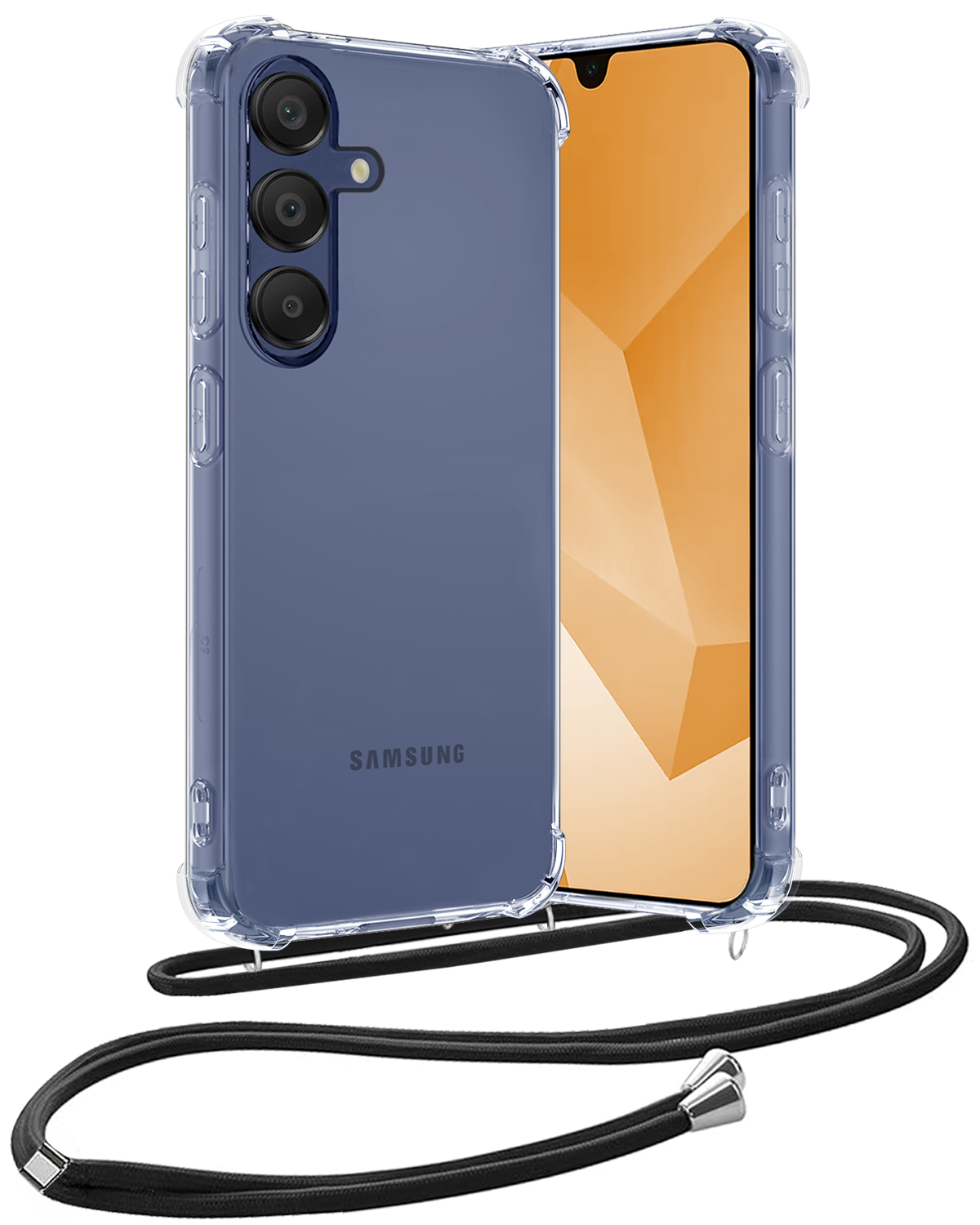 Nomfy Hoesje Geschikt voor Samsung A16 Hoesje Shock Proof Transparant Met Telefoonketting Case Shock Koord - Hoesje Geschikt voor Samsung Galaxy A16 Shock Proof Case Met Koord - Transparant