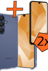 Nomfy Hoesje Geschikt voor Samsung A16 Hoesje Shock Proof Cover Case Shockproof Met 2x Screenprotector - Hoes Geschikt voor Samsung Galaxy A16 Hoes Siliconen Back Case - Transparant