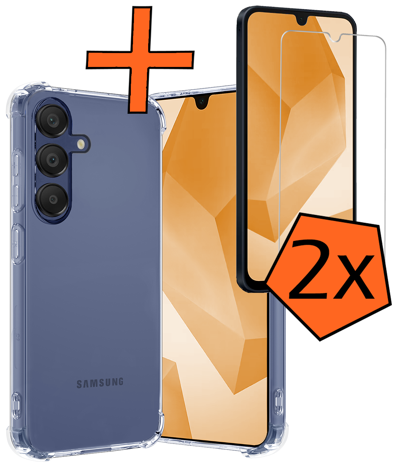 Nomfy Hoesje Geschikt voor Samsung A16 Hoesje Shock Proof Cover Case Shockproof Met 2x Screenprotector - Hoes Geschikt voor Samsung Galaxy A16 Hoes Siliconen Back Case - Transparant
