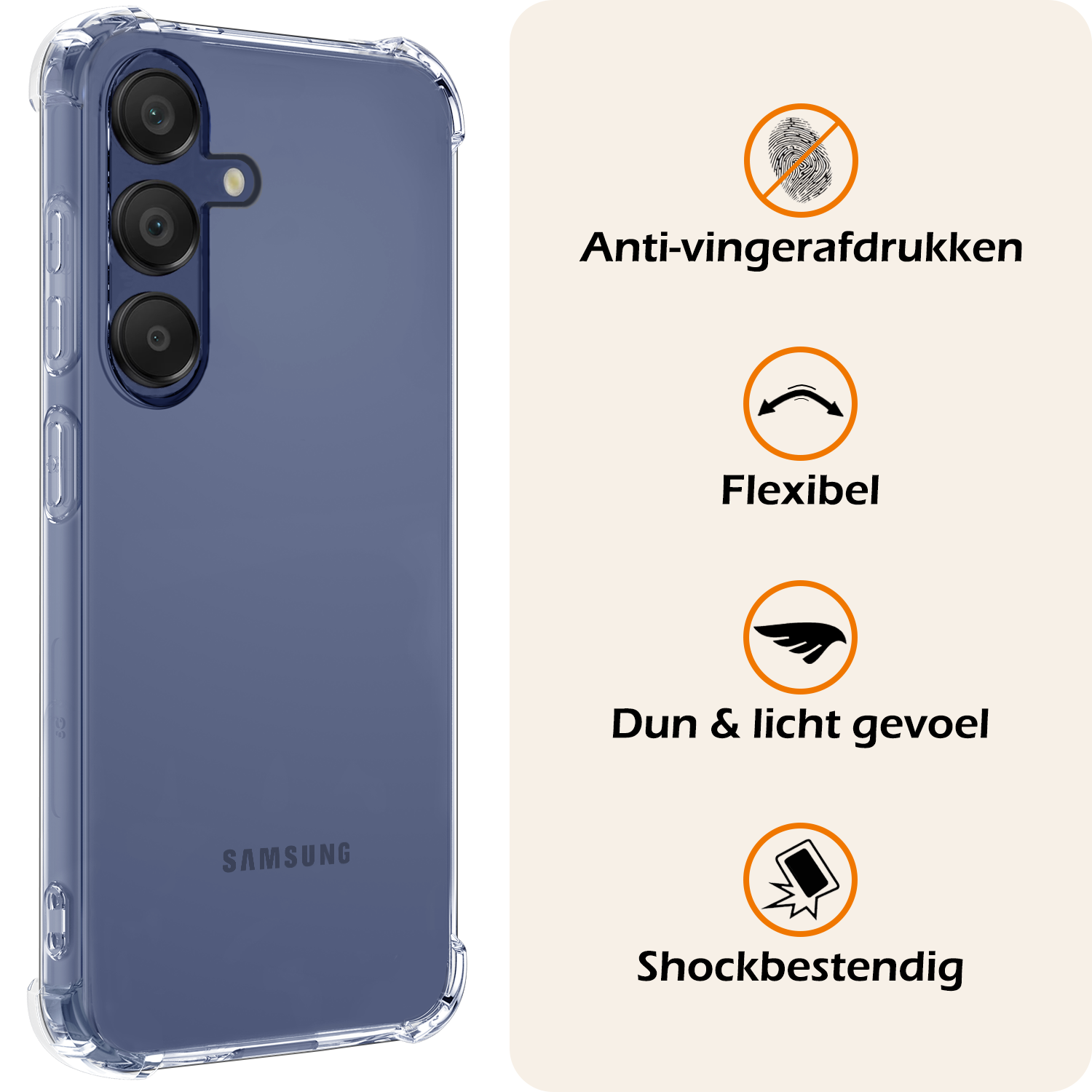 Nomfy Hoesje Geschikt voor Samsung A16 Hoesje Shock Proof Cover Case Shockproof Met Screenprotector - Hoes Geschikt voor Samsung Galaxy A16 Hoes Siliconen Back Case - Transparant