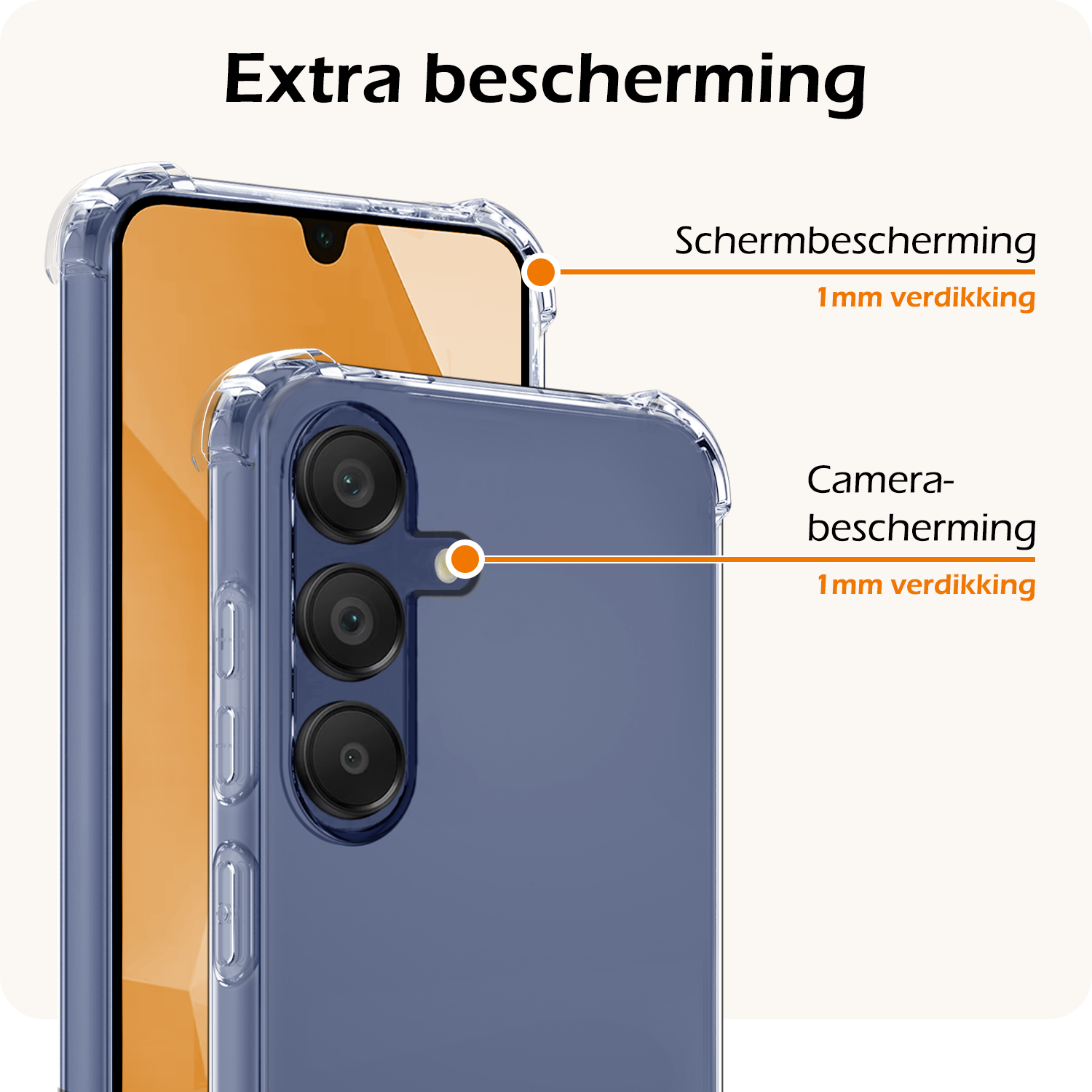 Nomfy Hoesje Geschikt voor Samsung A16 Hoesje Shock Proof Cover Case Shockproof Met Screenprotector - Hoes Geschikt voor Samsung Galaxy A16 Hoes Siliconen Back Case - Transparant