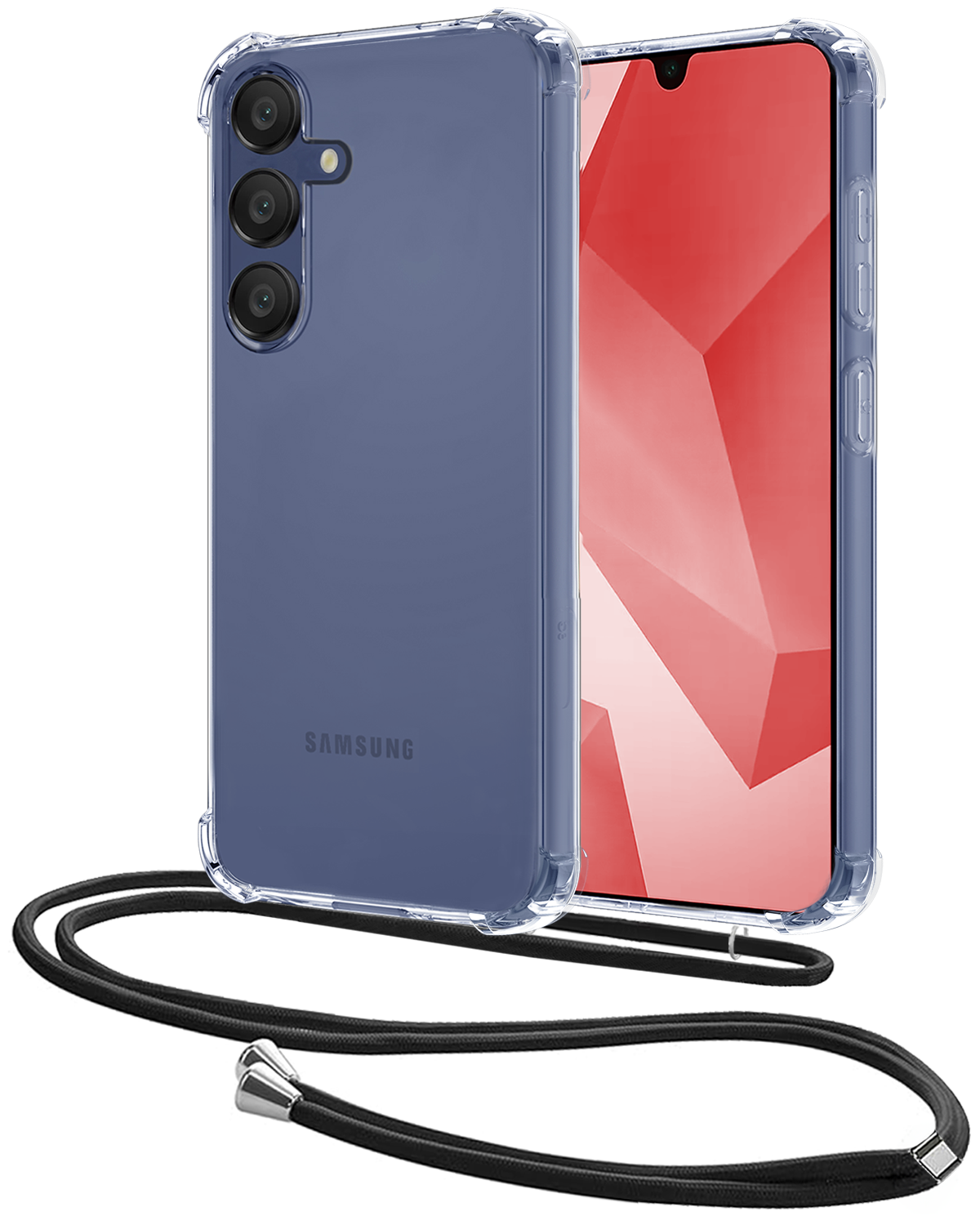 NoXx Hoes Geschikt voor Samsung A16 Hoesje Transparant Met Telefoonkoord Cover Shock Proof Case Koord Hoes