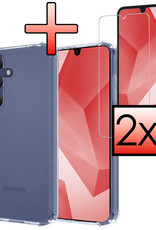 NoXx Hoes Geschikt voor Samsung A16 Hoesje Siliconen Cover Shock Proof Back Case Shockproof Hoes Met 2x Screenprotector - Transparant