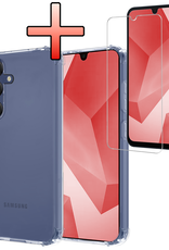 NoXx Hoes Geschikt voor Samsung A16 Hoesje Siliconen Cover Shock Proof Back Case Shockproof Hoes Met Screenprotector - Transparant