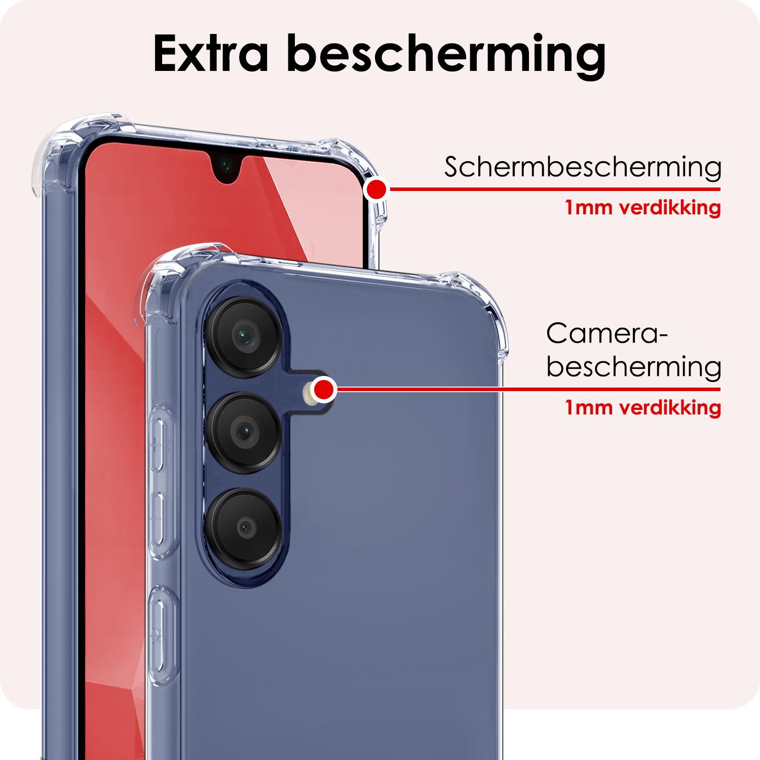 NoXx Hoes Geschikt voor Samsung A16 Hoesje Siliconen Cover Shock Proof Back Case Shockproof Hoes - Transparant - 2 PACK