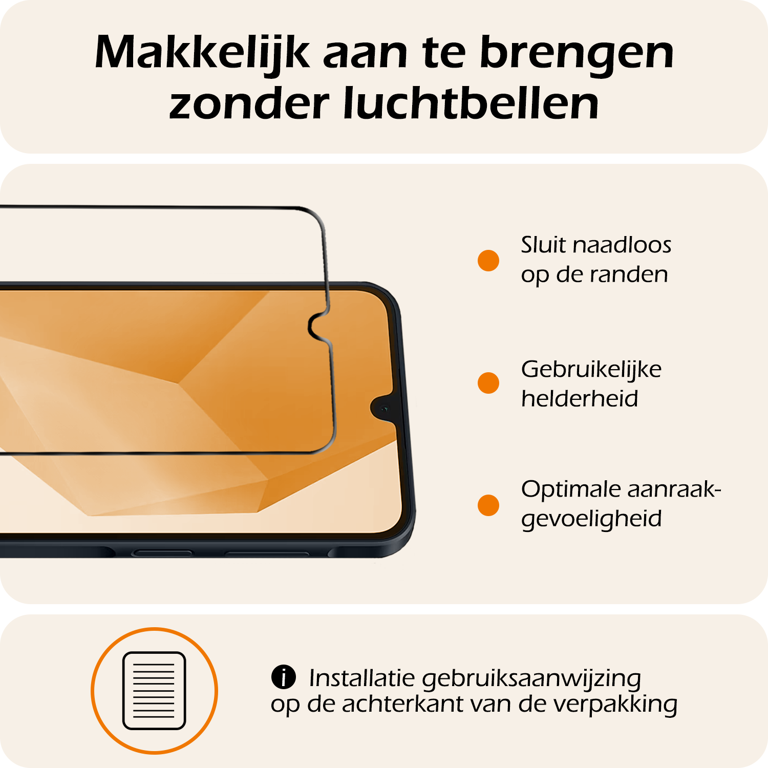 Nomfy Screenprotector - Geschikt voor Samsung A16 Screenprotector Bescherm Glas - Screenprotector Geschikt voor Samsung Galaxy A16 Screen Protector Tempered Glass Full Screen Full Cover - 3 PACK