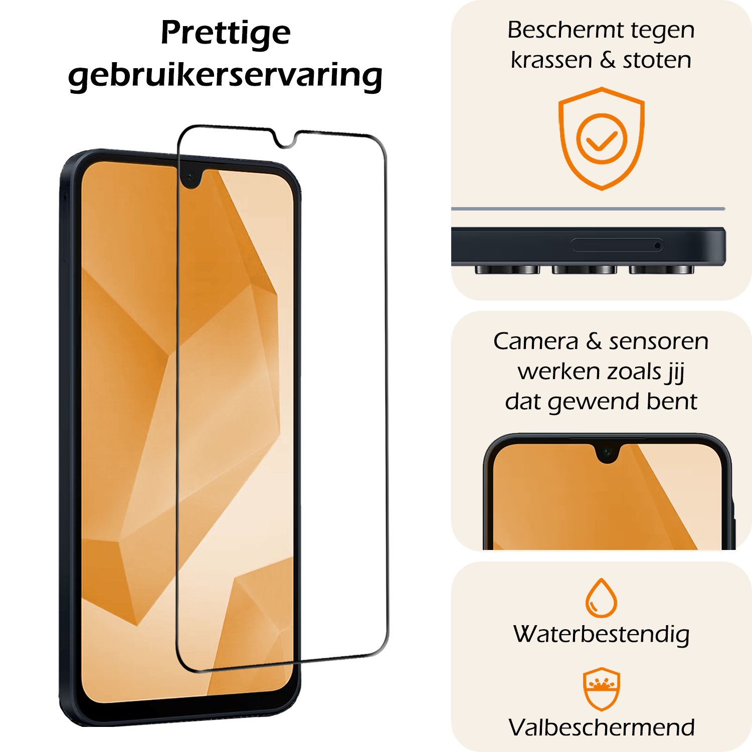 Nomfy Screenprotector - Geschikt voor Samsung A16 Screenprotector Bescherm Glas - Screenprotector Geschikt voor Samsung Galaxy A16 Screen Protector Tempered Glass Full Screen Full Cover - 3 PACK