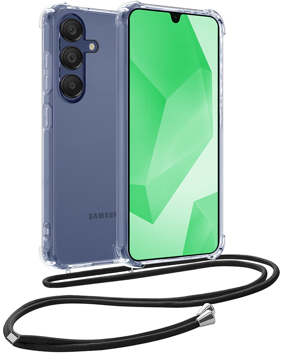 BASEY. Hoes Geschikt voor Samsung A16 Hoesje Shock Proof Case Met Koord Shock Hoes Met Koord - Hoesje Geschikt voor Samsung Galaxy A16 Hoes Cover Met Koord - Transparant