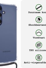 BASEY. Hoes Geschikt voor Samsung A16 Hoesje Shock Proof Case Met Koord Shock Hoes Met Koord - Hoesje Geschikt voor Samsung Galaxy A16 Hoes Cover Met Koord - Transparant