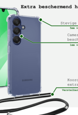 BASEY. Hoes Geschikt voor Samsung A16 Hoesje Shock Proof Case Met Koord Shock Hoes Met Koord - Hoesje Geschikt voor Samsung Galaxy A16 Hoes Cover Met Koord - Transparant