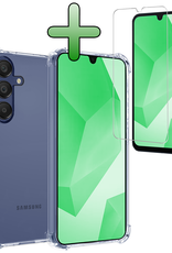 BASEY. Hoes Geschikt voor Samsung A16 Hoesje Shock Proof Case Hoes Siliconen Met Screenprotector - Hoesje Geschikt voor Samsung Galaxy A16 Hoes Cover Shockproof - Transparant