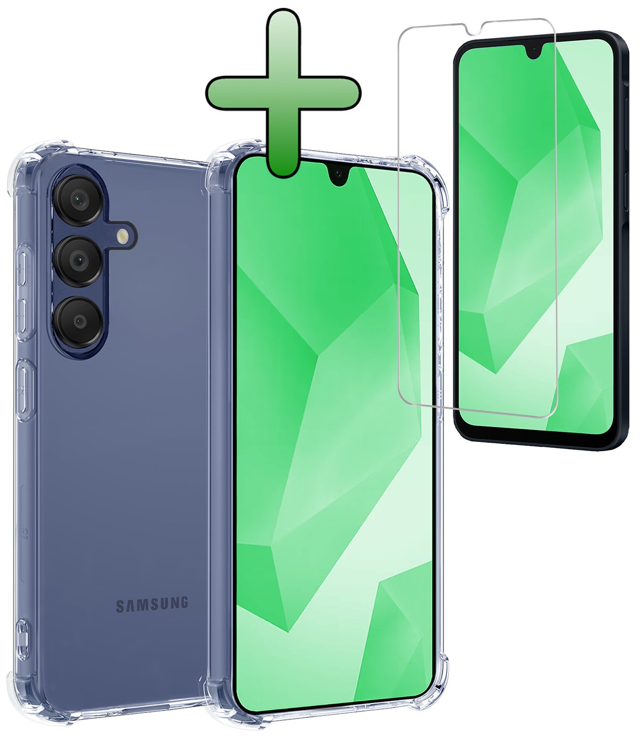 BASEY. Hoes Geschikt voor Samsung A16 Hoesje Shock Proof Case Hoes Siliconen Met Screenprotector - Hoesje Geschikt voor Samsung Galaxy A16 Hoes Cover Shockproof - Transparant