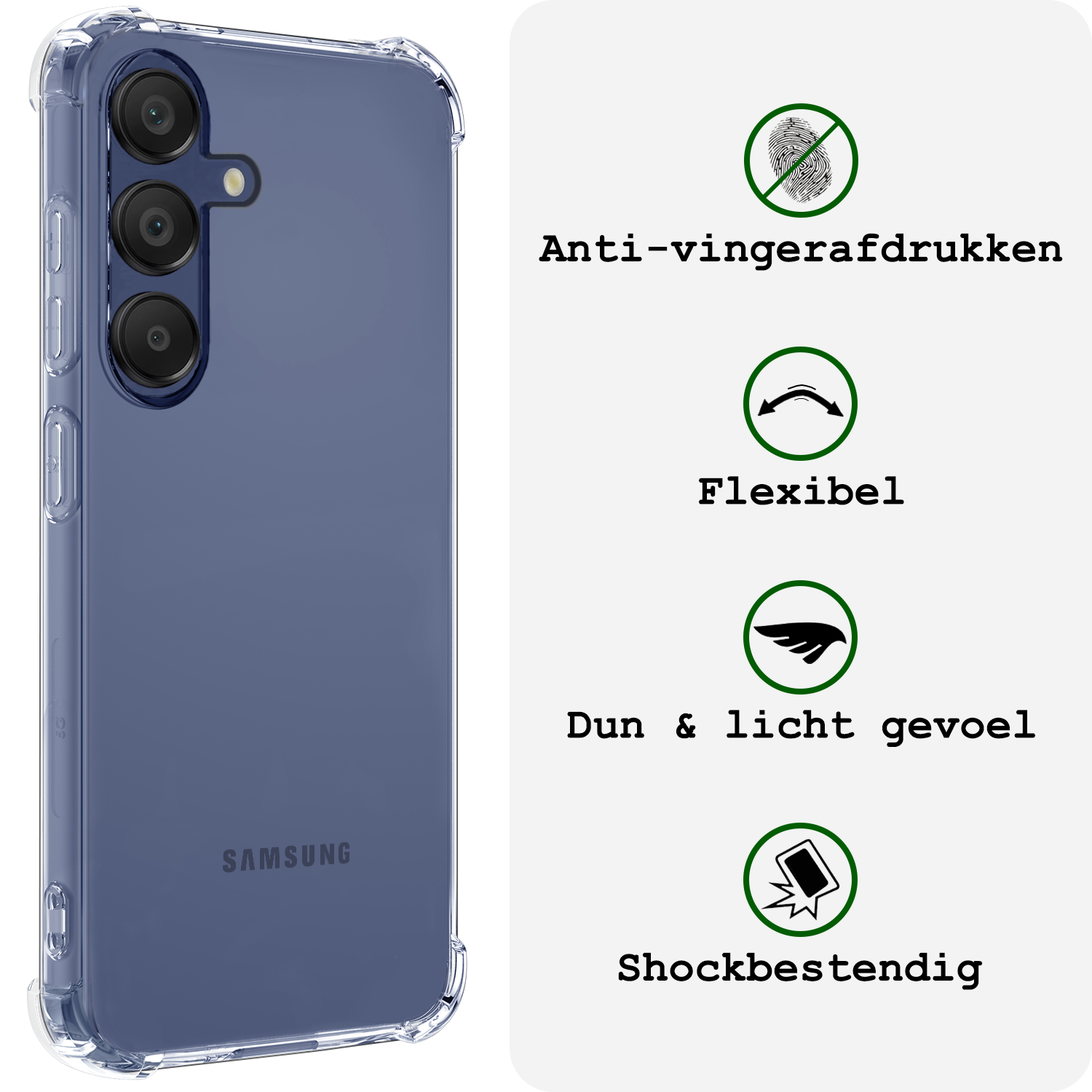 BASEY. Hoes Geschikt voor Samsung A16 Hoesje Shock Proof Case Hoes Siliconen Met Screenprotector - Hoesje Geschikt voor Samsung Galaxy A16 Hoes Cover Shockproof - Transparant