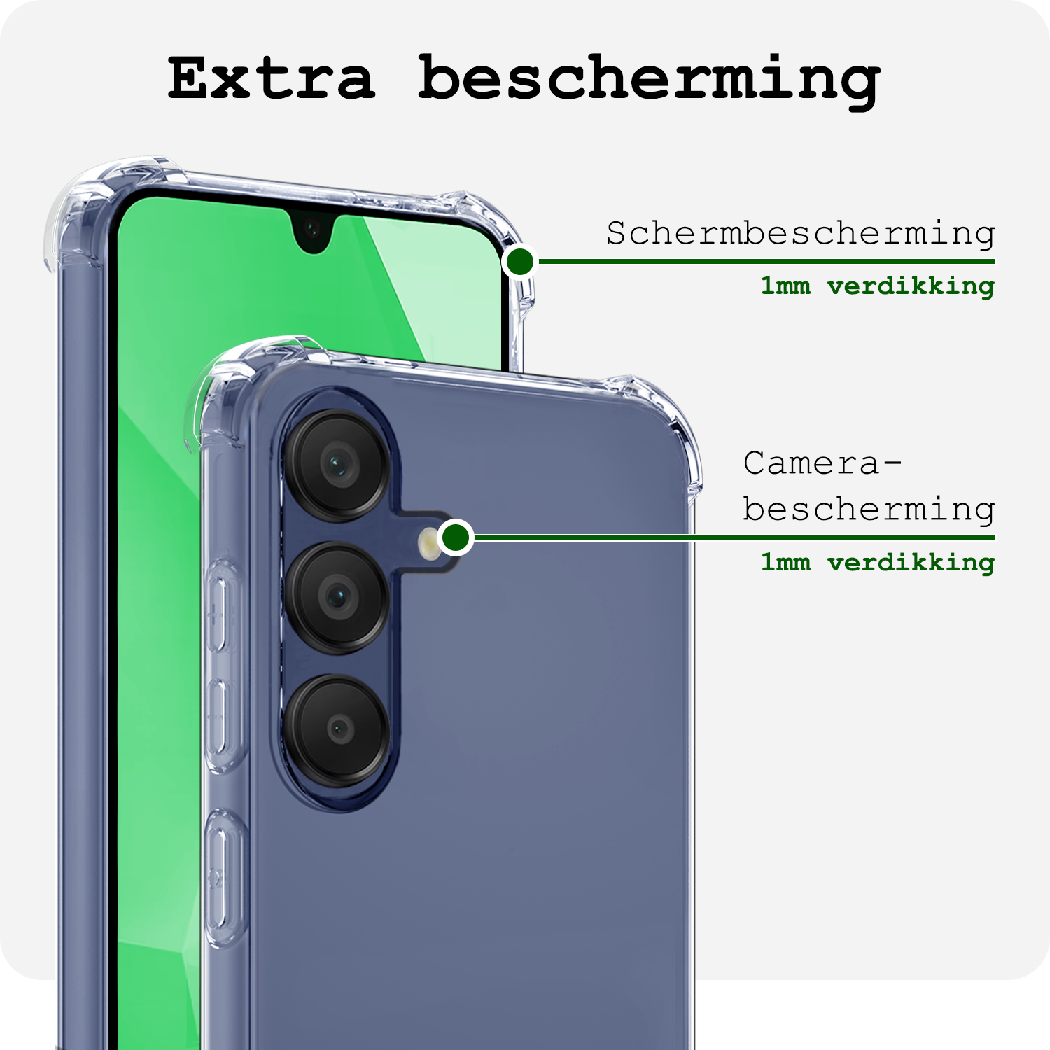 BASEY. Hoes Geschikt voor Samsung A16 Hoesje Shock Proof Case Hoes Siliconen Met Screenprotector - Hoesje Geschikt voor Samsung Galaxy A16 Hoes Cover Shockproof - Transparant