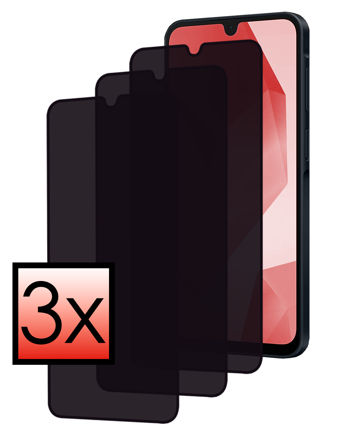 NoXx Screenprotector Geschikt voor Samsung A16 Camera Screenprotector Gehard Glas - Screenprotector Geschikt voor Samsung Galaxy A16 Screenprotector Camera Tempered Glass - 3 PACK