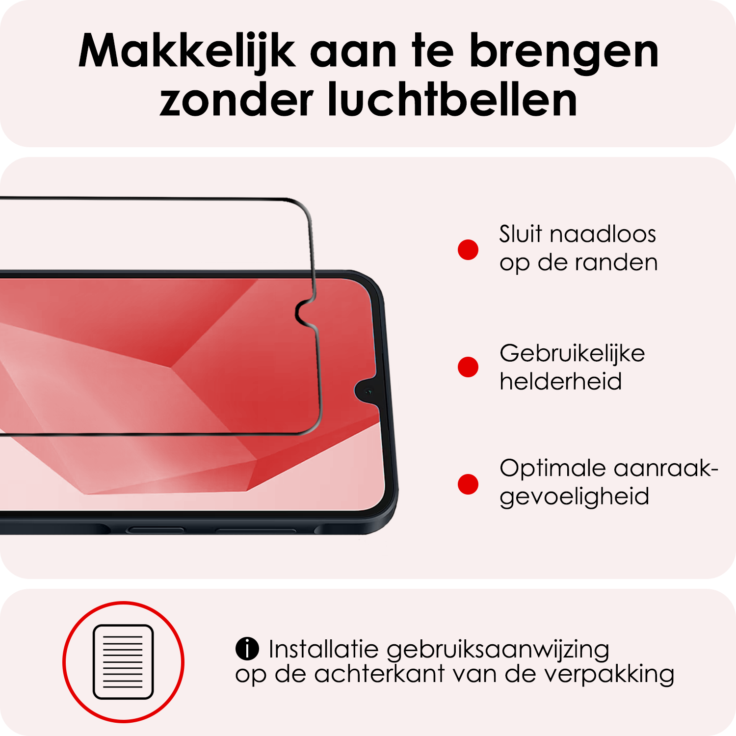 NoXx Screenprotector Geschikt voor Samsung A16 Screenprotector Tempered Glass Gehard Glas Full Cover - 3 PACK
