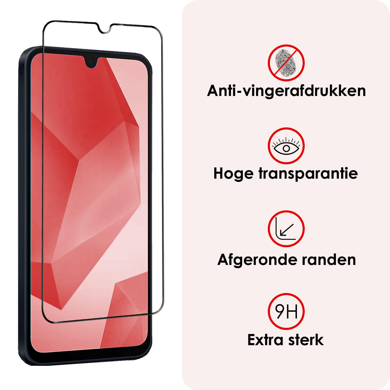 NoXx Screenprotector Geschikt voor Samsung A16 Screenprotector Tempered Glass Gehard Glas Full Cover - 3 PACK