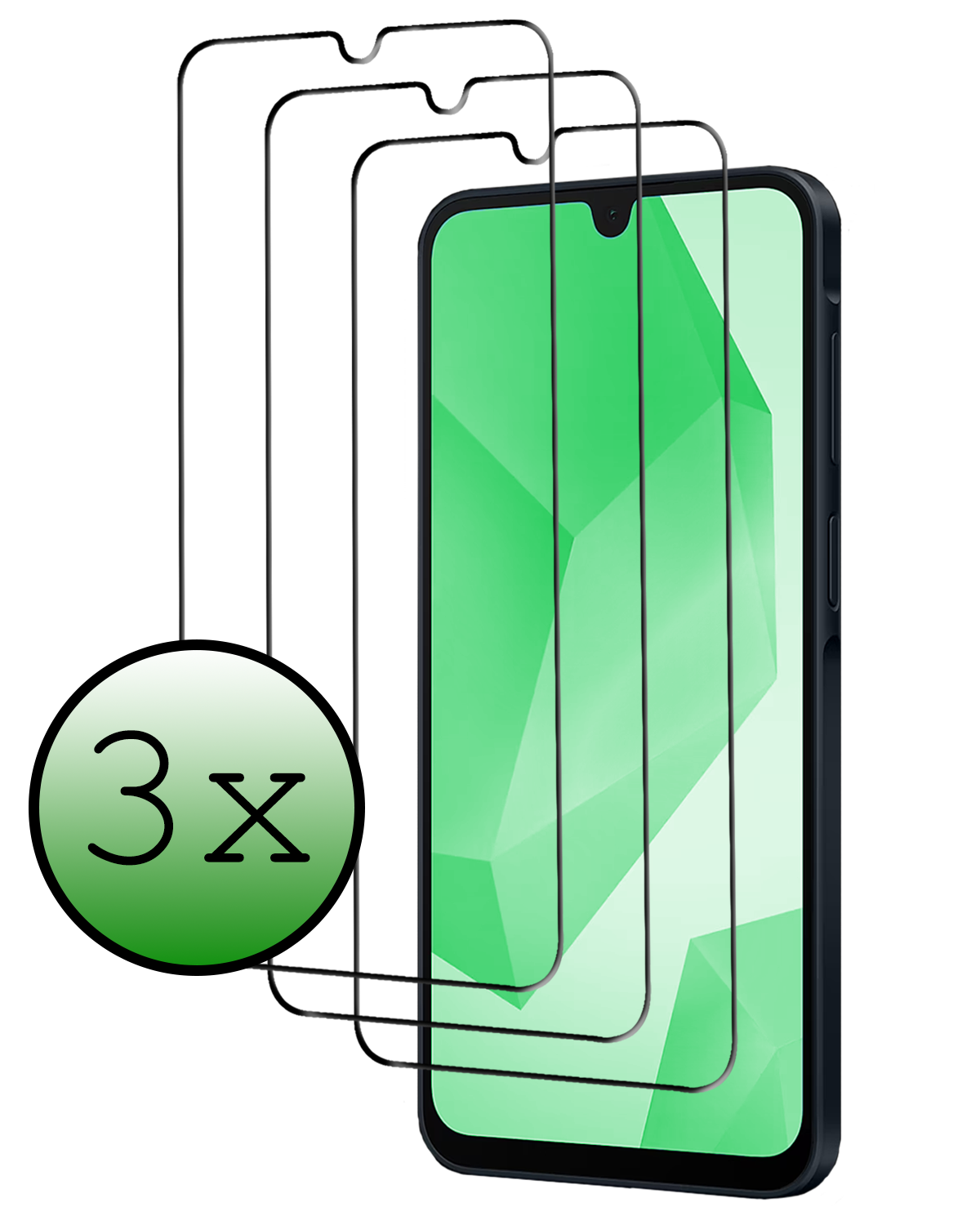 BASEY. Screenprotector Geschikt voor Samsung A16 Screenprotector Beschermglas Full Cover - Screenprotector Geschikt voor Samsung Galaxy A16 Screen Protector Full Cover - 3 Stuks