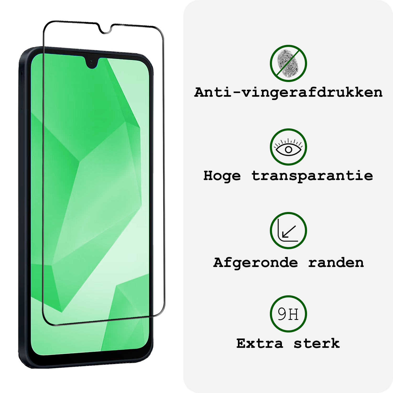 BASEY. Screenprotector Geschikt voor Samsung A16 Screenprotector Beschermglas Full Cover - Screenprotector Geschikt voor Samsung Galaxy A16 Screen Protector Full Cover - 2 Stuks