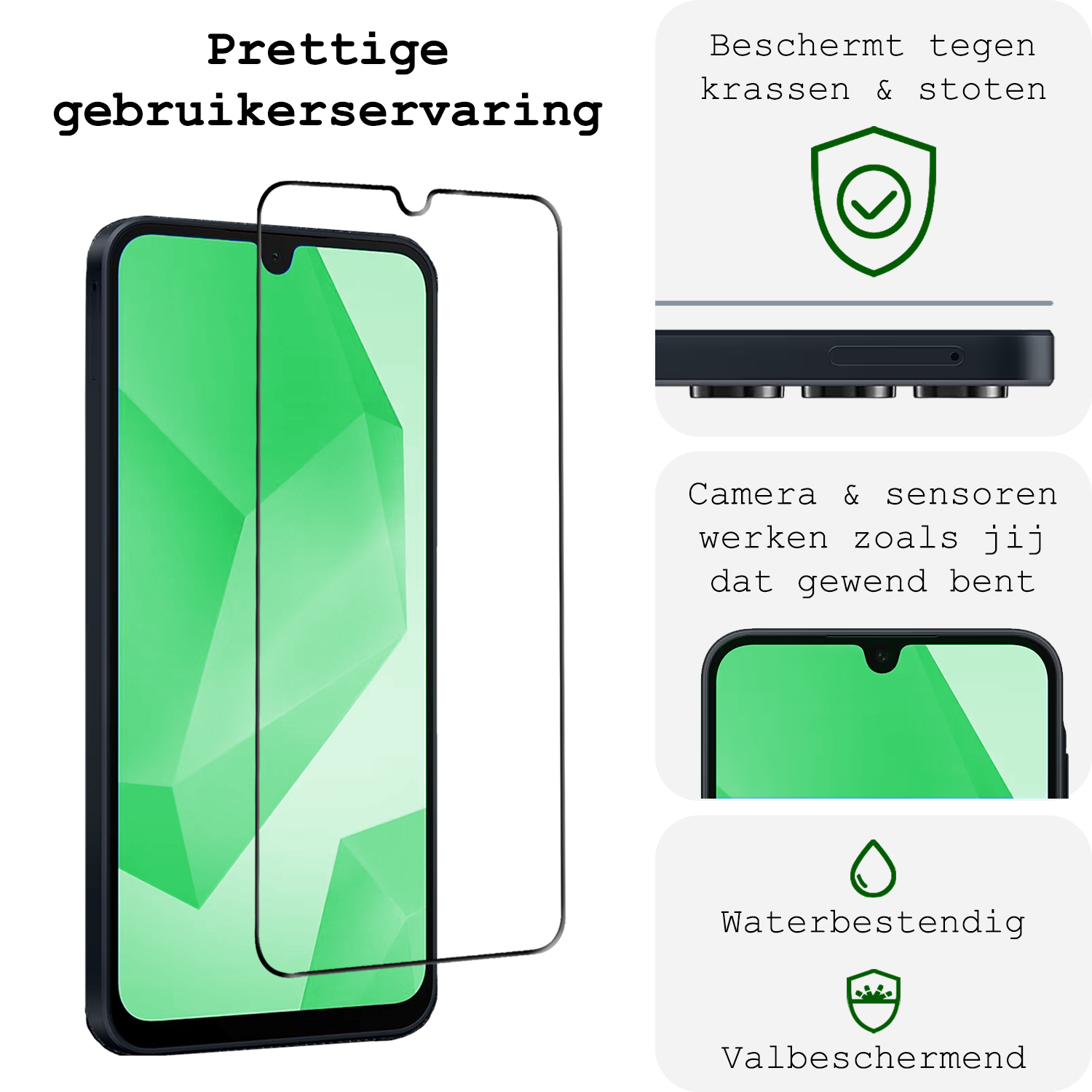 BASEY. Screenprotector Geschikt voor Samsung A16 Screenprotector Beschermglas Full Cover - Screenprotector Geschikt voor Samsung Galaxy A16 Screen Protector Full Cover - 2 Stuks