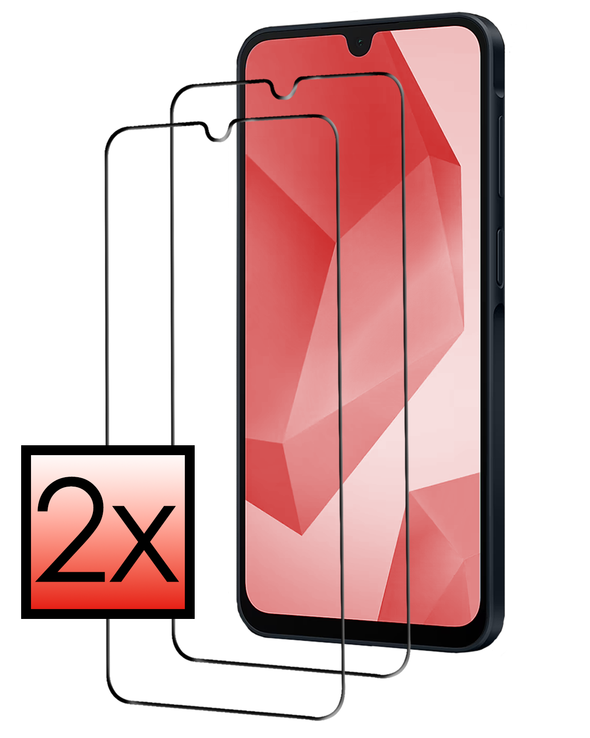 NoXx Screenprotector Geschikt voor Samsung A16 Screenprotector Tempered Glass Gehard Glas Full Cover - 2 PACK