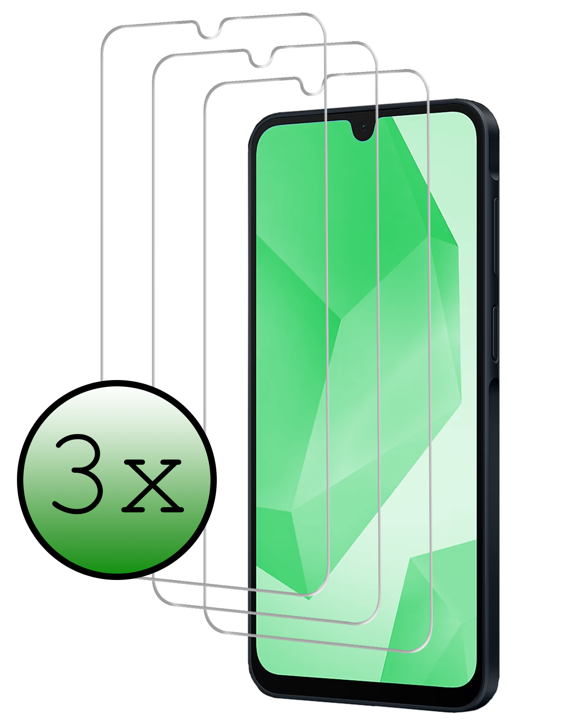 BASEY. Screenprotector Geschikt voor Samsung A16 Screenprotector Tempered Glass - Screenprotector Geschikt voor Samsung Galaxy A16 Beschermglas Screen Protector Glas - 3 Stuks