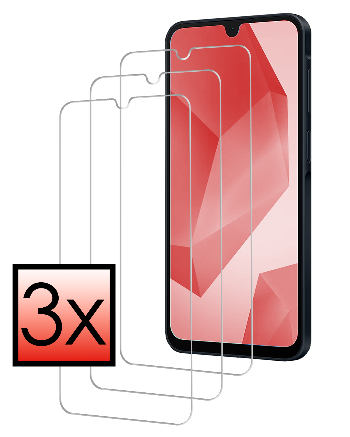 NoXx Screenprotector Geschikt voor Samsung A16 Screenprotector Tempered Glass Gehard Glas Beschermglas - 3 PACK