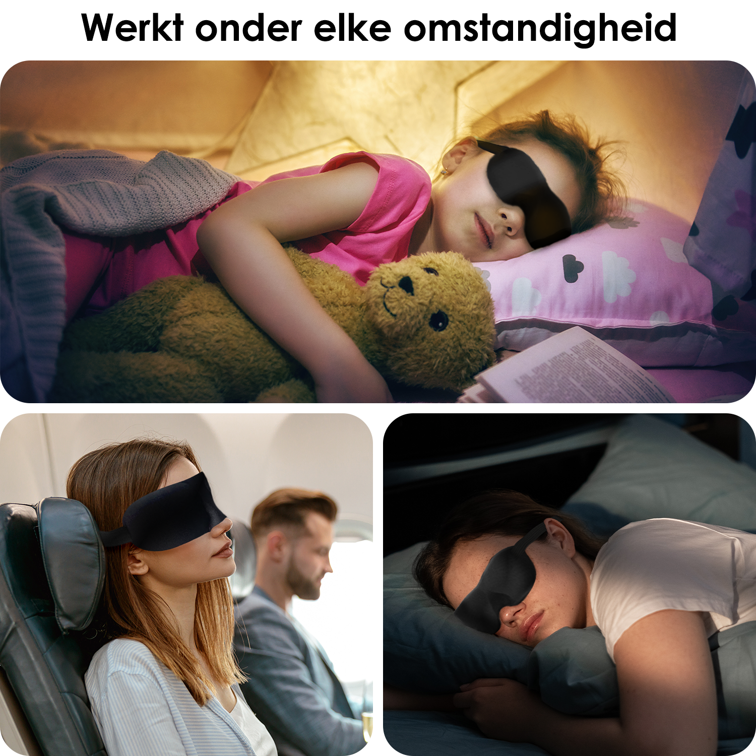 NoXx Slaapmasker Mannen Vrouwen Luxe Slaapmaskers 3D Design  - 100% Verduisterend Slaapmasker Comfortabel Slaapmasker Zijde Oogmasker Slaap - Zwart