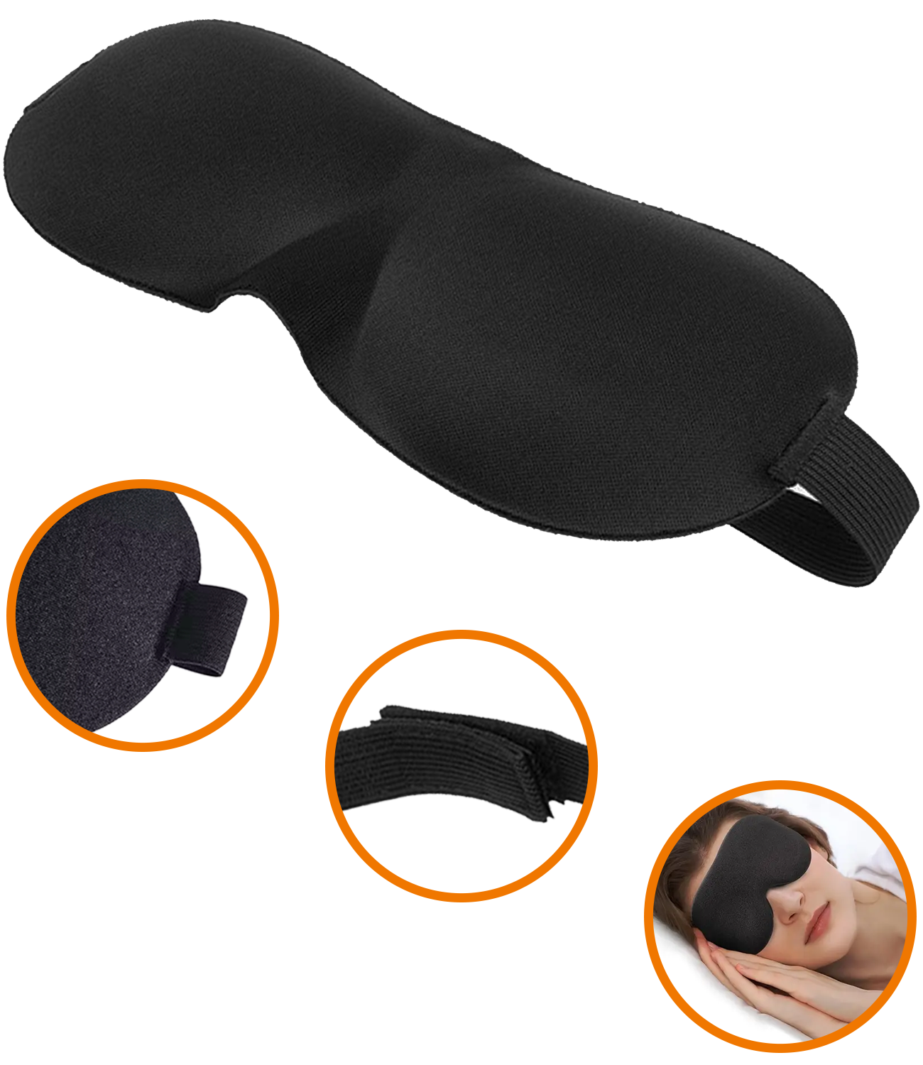 Nomfy Slaapmasker Vrouwen Mannen Slaapmasker 3D -  Slaapmaskers Oogmasker Slaapmasker Zijde Oogmasker - Zwart