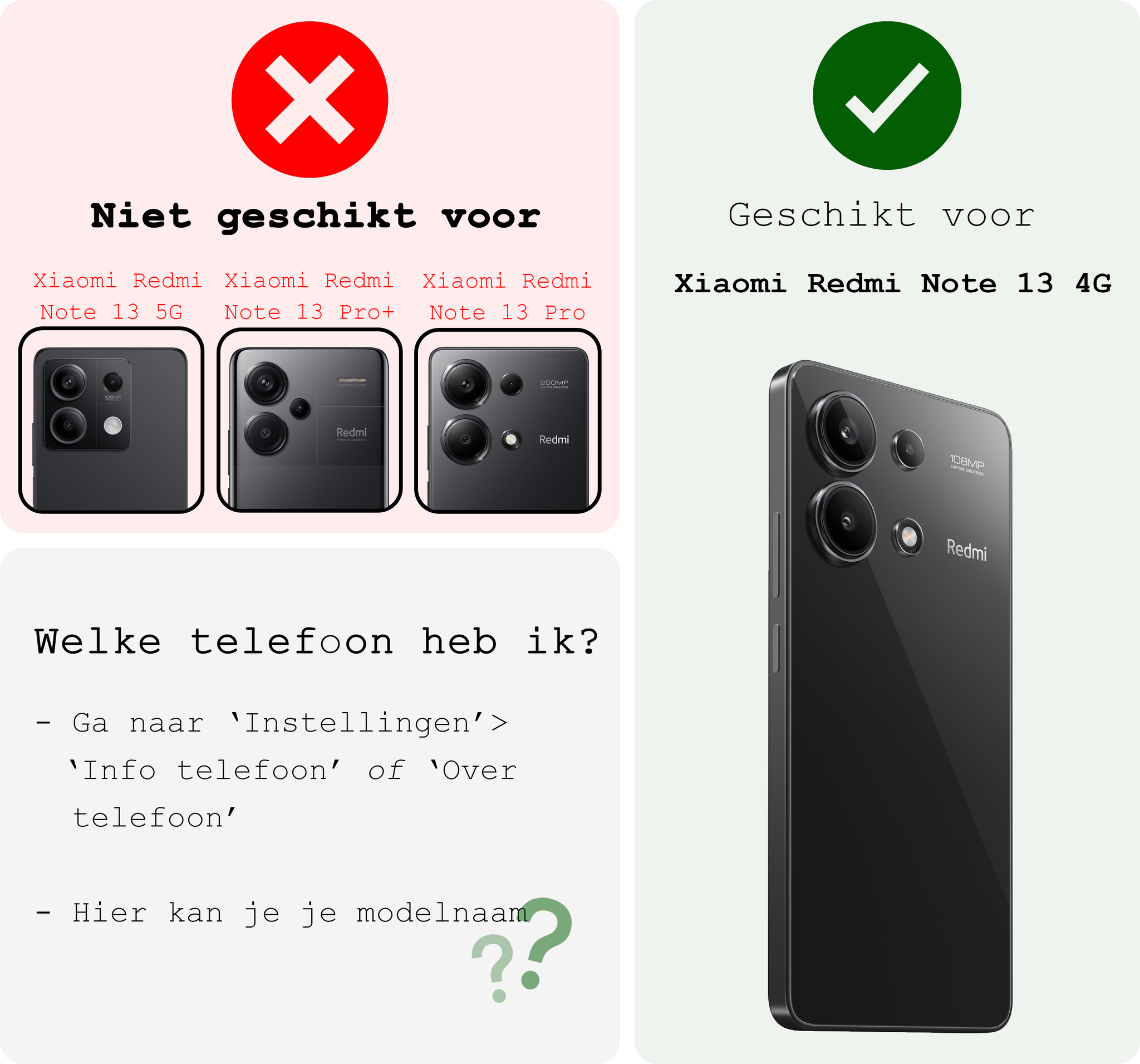 BASEY. Hoes Geschikt voor Xiaomi Redmi Note 13 4G Hoesje Siliconen Back Cover Case Met Screenprotector - Hoesje Geschikt voor Xiaomi Redmi Note 13 4G Hoes Cover Hoesje - Transparant
