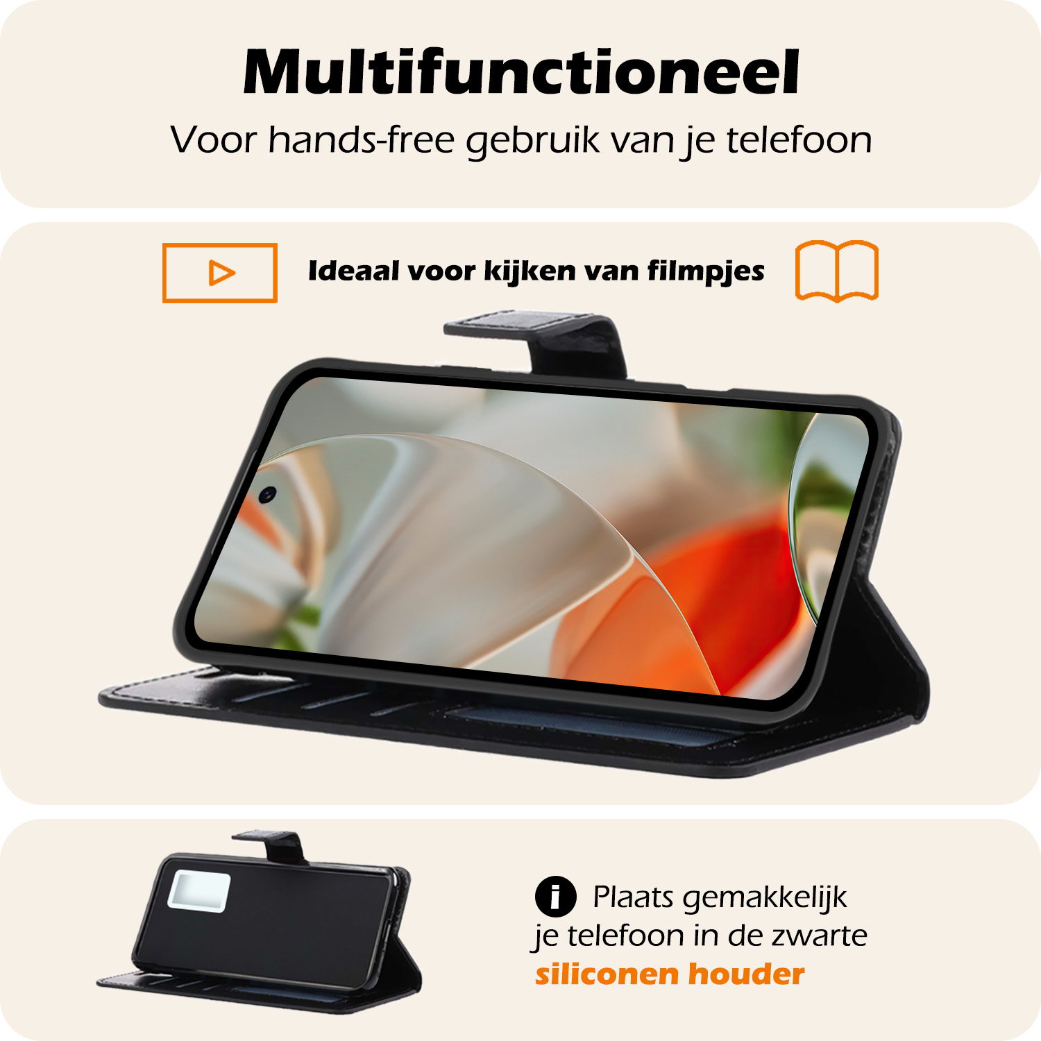 Nomfy Hoesje Geschikt voor Google Pixel 9 Pro XL Hoesje Book Case Hoes Portemonnee Cover Walletcase Met Screenprotector - Hoes Geschikt voor Google Pixel 9 Pro XL Hoes Bookcase Hoesje - Zwart