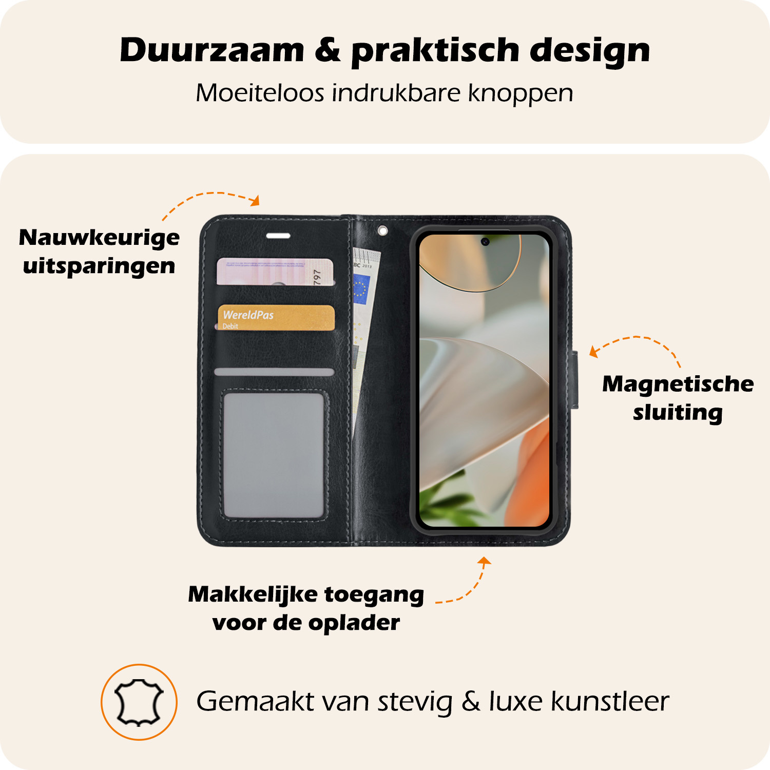 Nomfy Hoesje Geschikt voor Google Pixel 9 Pro XL Hoesje Book Case Hoes Portemonnee Cover Walletcase Met Screenprotector - Hoes Geschikt voor Google Pixel 9 Pro XL Hoes Bookcase Hoesje - Zwart