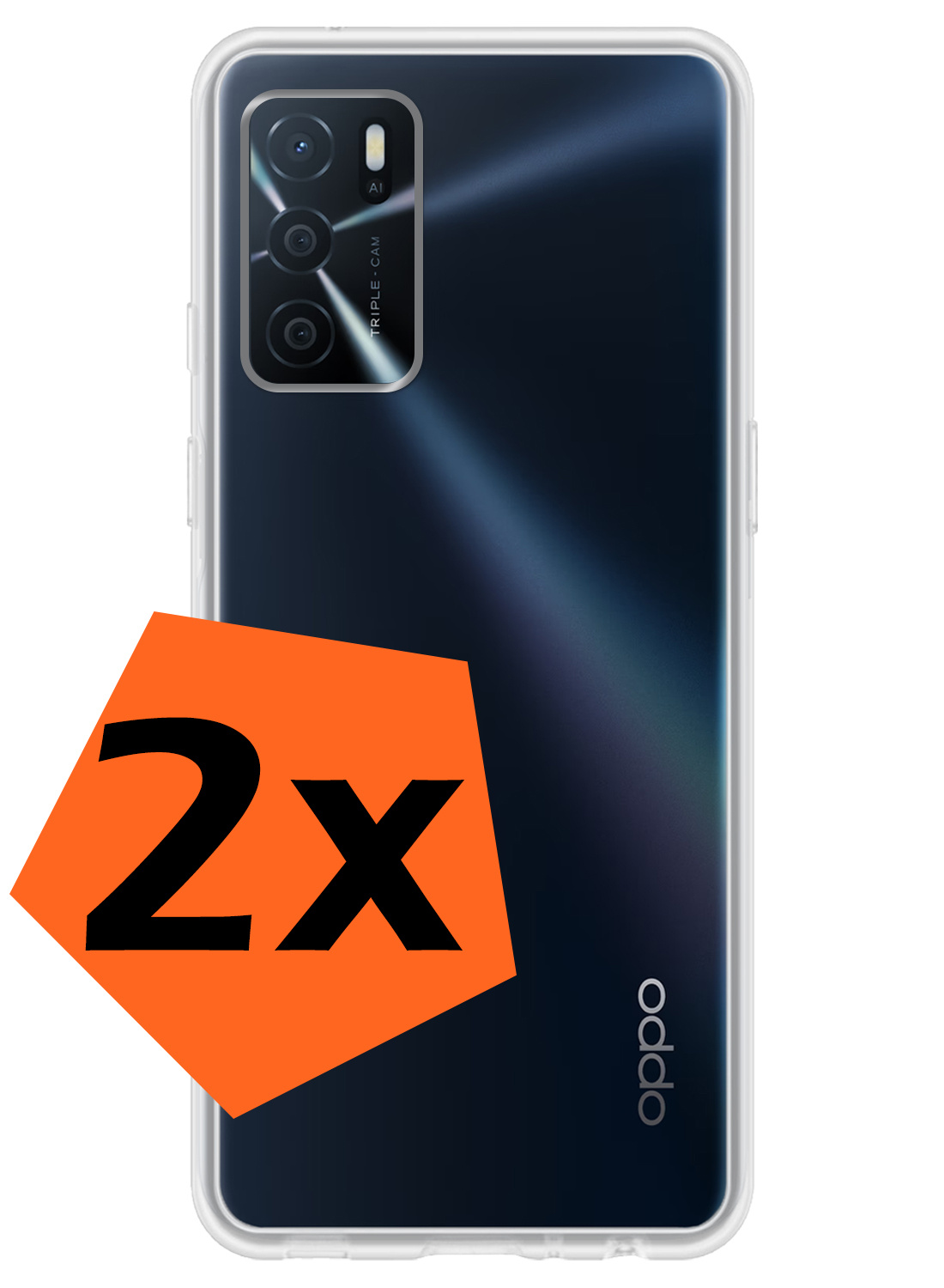 Nomfy Hoesje Geschikt voor OPPO A16 Hoesje Siliconen Cover Case - Hoes Geschikt voor OPPO A16 Hoes Back Case - 2-PACK - Transparant