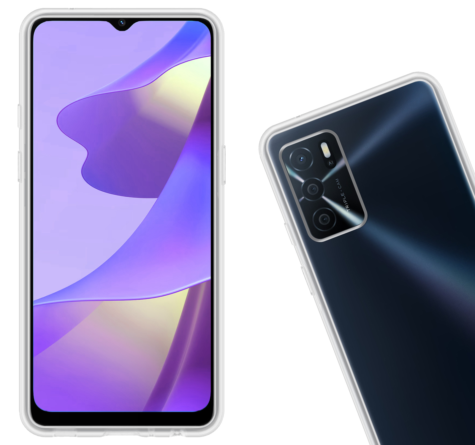 Nomfy Hoesje Geschikt voor OPPO A16s Hoesje Siliconen Cover Case - Hoes Geschikt voor OPPO A16s Hoes Back Case - 2-PACK - Transparant