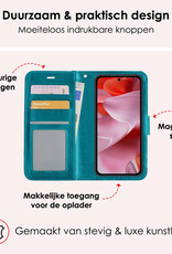 NoXx Hoesje Geschikt voor Google Pixel 9 Pro XL Hoesje Book Case Hoes Portemonnee Cover Walletcase Met Screenprotector - Hoes Geschikt voor Google Pixel 9 Pro XL Hoes Bookcase Hoesje - Turquoise