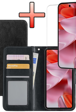 NoXx Hoesje Geschikt voor Google Pixel 9 Pro XL Hoesje Book Case Hoes Portemonnee Cover Walletcase Met Screenprotector - Hoes Geschikt voor Google Pixel 9 Pro XL Hoes Bookcase Hoesje - Zwart