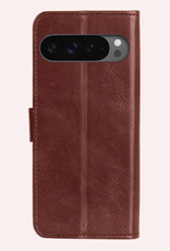 NoXx Hoesje Geschikt voor Google Pixel 9 Pro XL Hoesje Book Case Hoes Portemonnee Cover Walletcase Met 2x Screenprotector - Hoes Geschikt voor Google Pixel 9 Pro XL Hoes Bookcase Hoesje - Bruin
