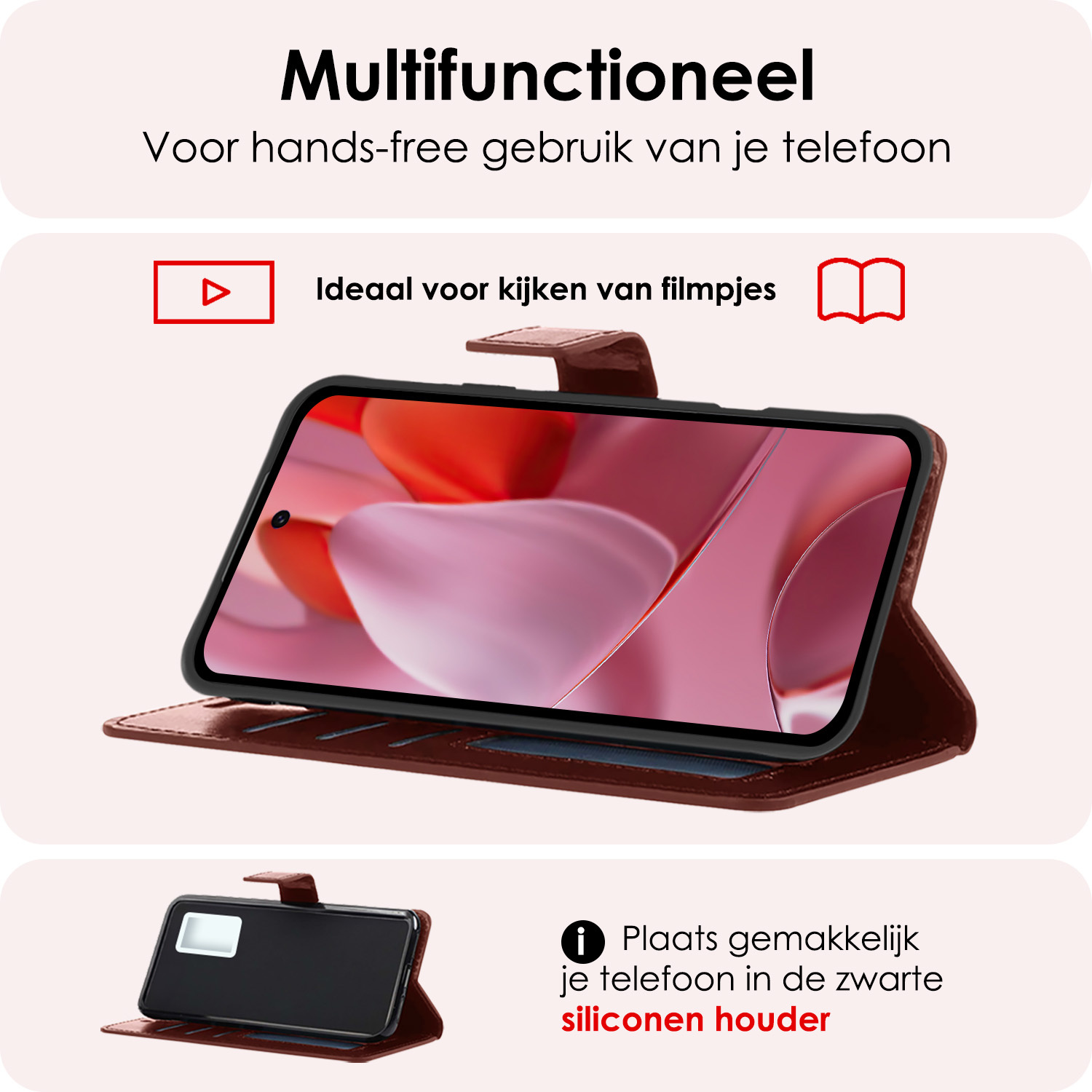 NoXx Hoesje Geschikt voor Google Pixel 9 Pro XL Hoesje Book Case Hoes Portemonnee Cover Walletcase Met 2x Screenprotector - Hoes Geschikt voor Google Pixel 9 Pro XL Hoes Bookcase Hoesje - Bruin