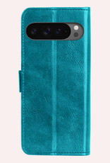 NoXx Hoesje Geschikt voor Google Pixel 9 Pro XL Hoesje Book Case Hoes Portemonnee Cover Walletcase Met 2x Screenprotector - Hoes Geschikt voor Google Pixel 9 Pro XL Hoes Bookcase Hoesje - Turquoise