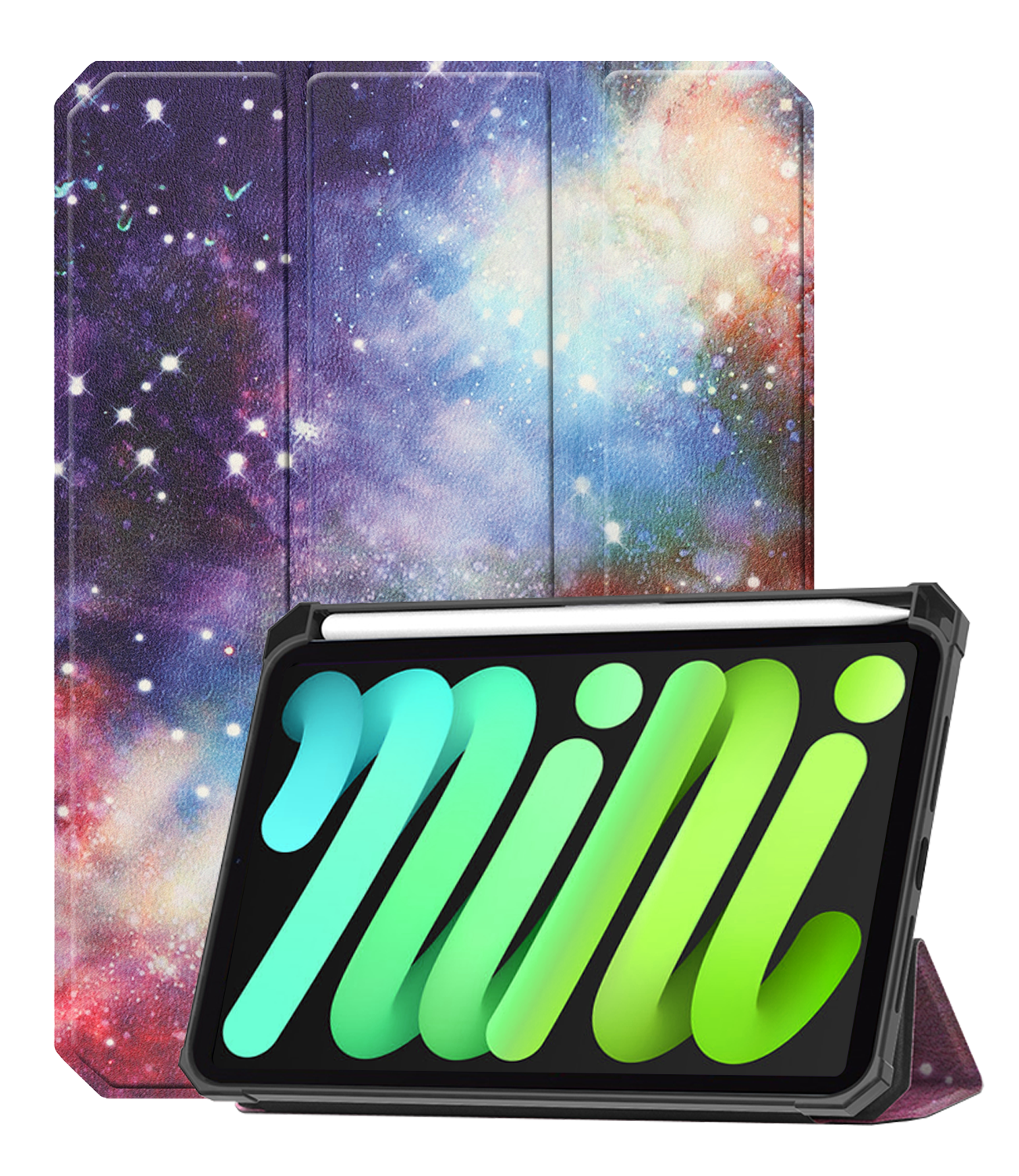 BASEY. BASEY. iPad Mini 7 Hoesje Met Uitsparing Voor Apple Pencil - Galaxy