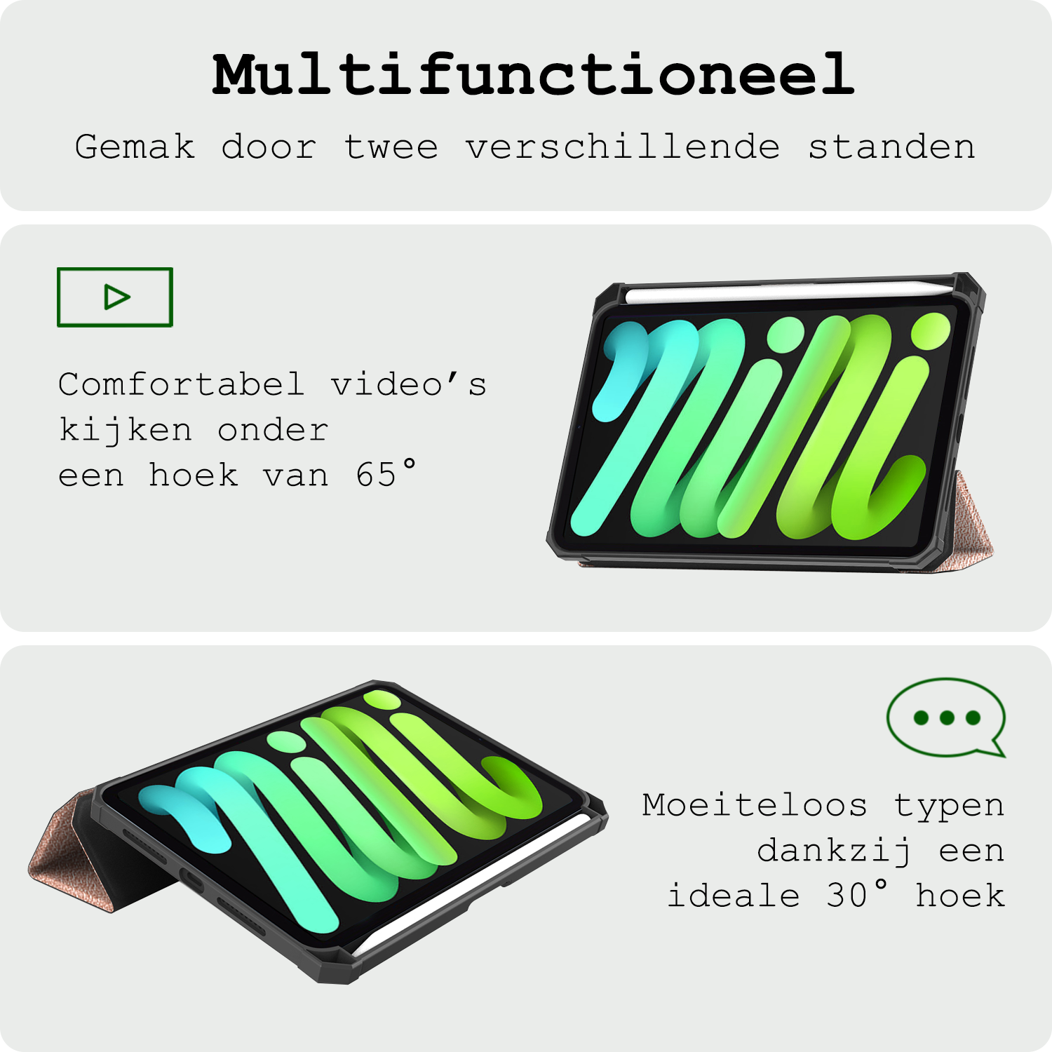 BASEY. BASEY. iPad Mini 7 Hoesje Met Uitsparing Voor Apple Pencil - Rose Goud