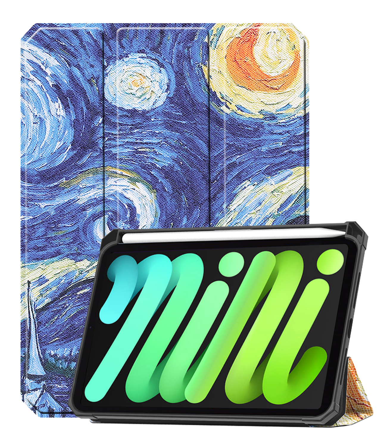 BASEY. BASEY. iPad Mini 7 Hoesje Met Uitsparing Voor Apple Pencil - Sterrenhemel