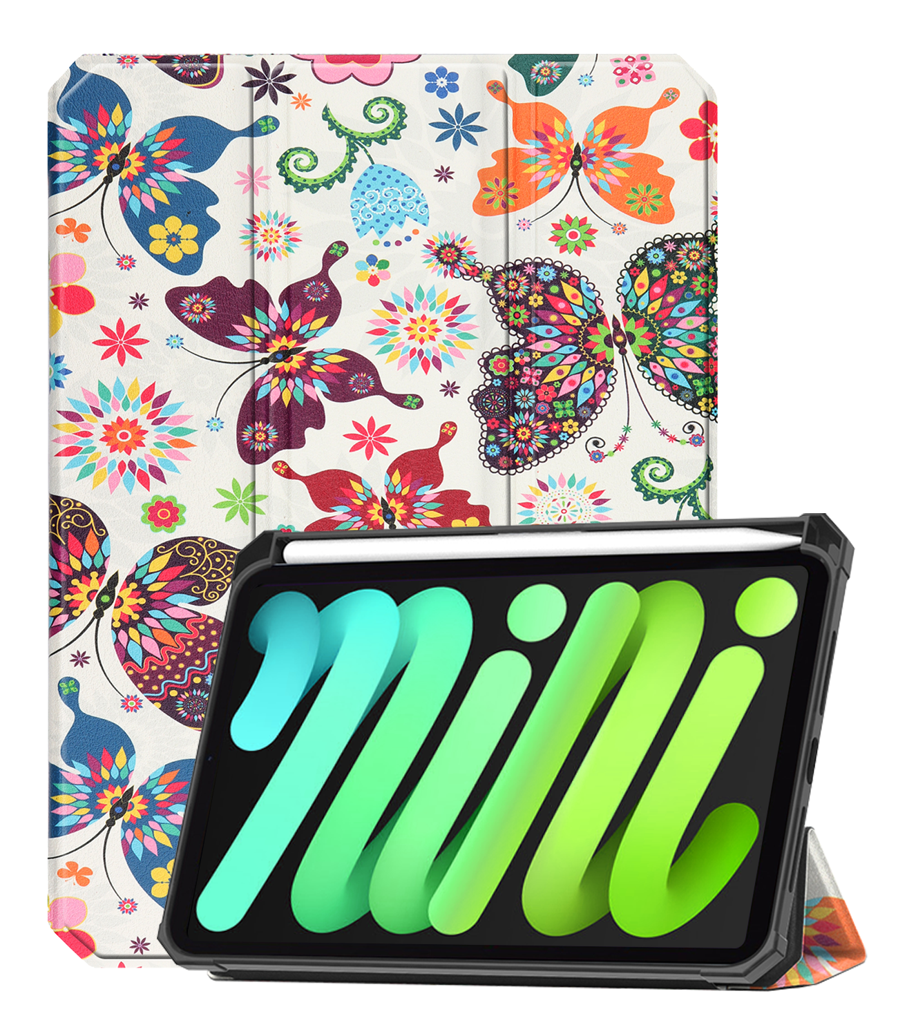 BASEY. BASEY. iPad Mini 7 Hoesje Met Uitsparing Voor Apple Pencil - Vlinders