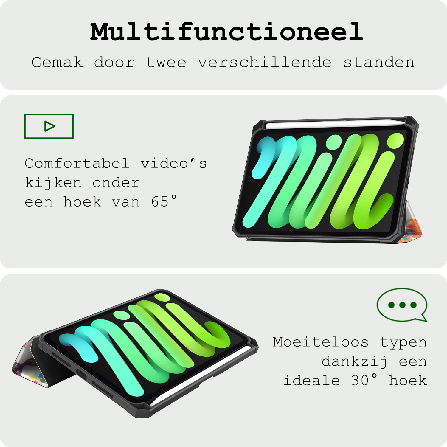 BASEY. BASEY. iPad Mini 7 Hoesje Met Uitsparing Voor Apple Pencil - Vlinders