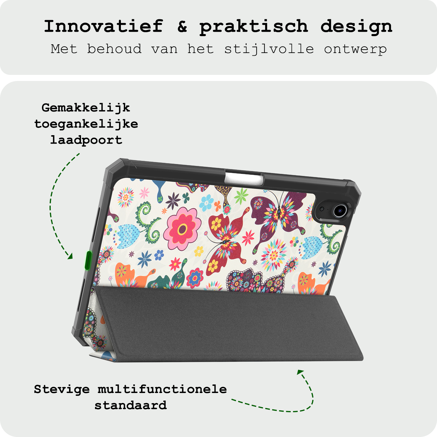 BASEY. BASEY. iPad Mini 7 Hoesje Met Uitsparing Voor Apple Pencil - Vlinders