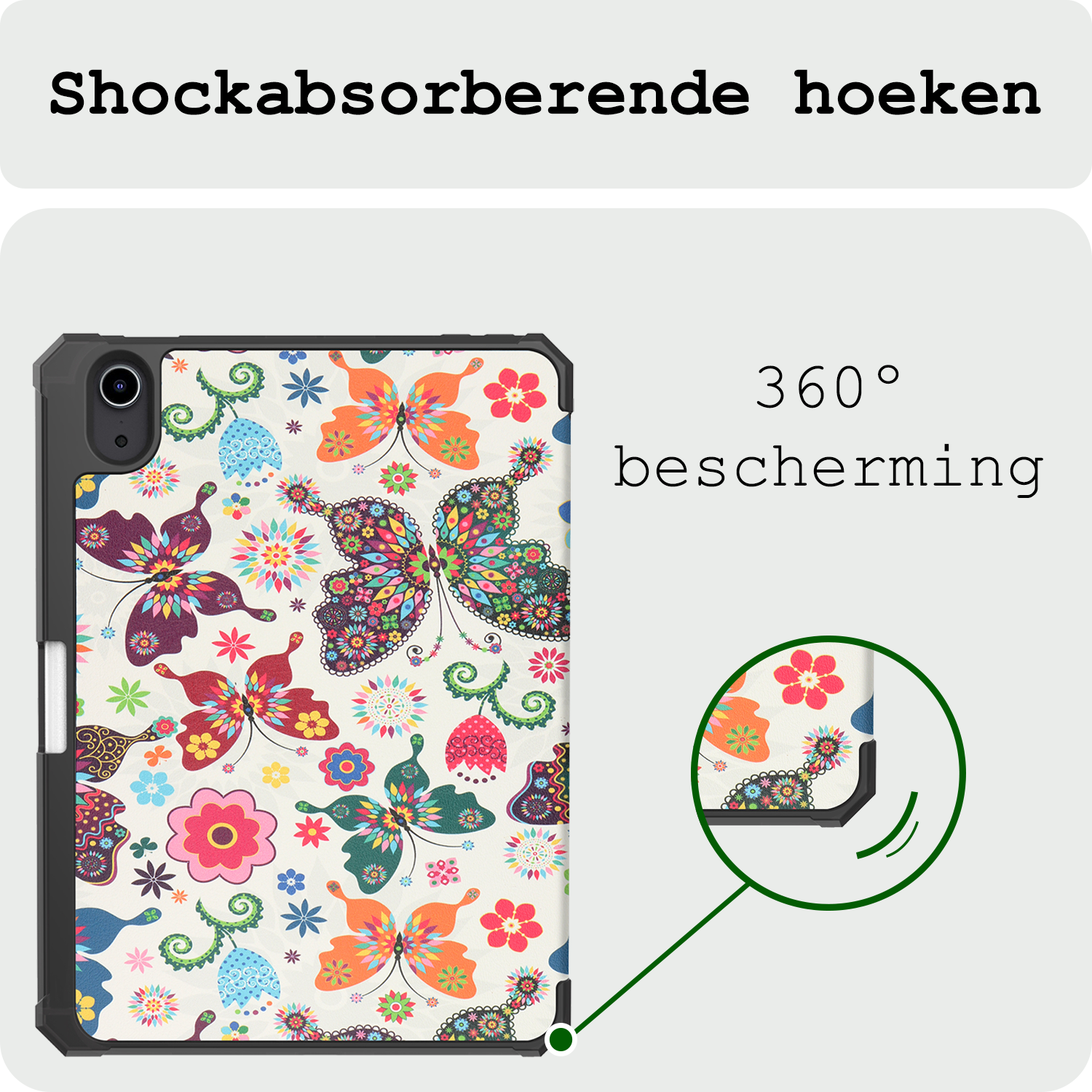 BASEY. BASEY. iPad Mini 7 Hoesje Met Uitsparing Voor Apple Pencil - Vlinders