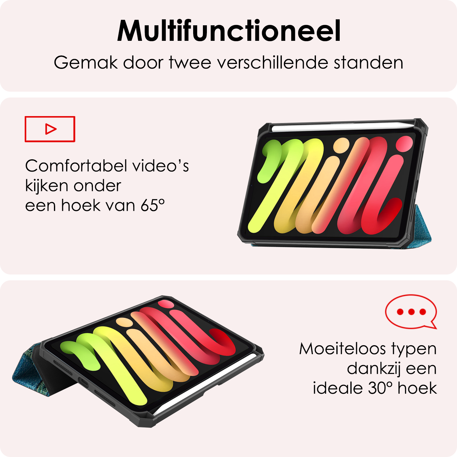 NoXx NoXx iPad Mini 7 Hoesje Met Uitsparing Voor Apple Pencil - Bloesem