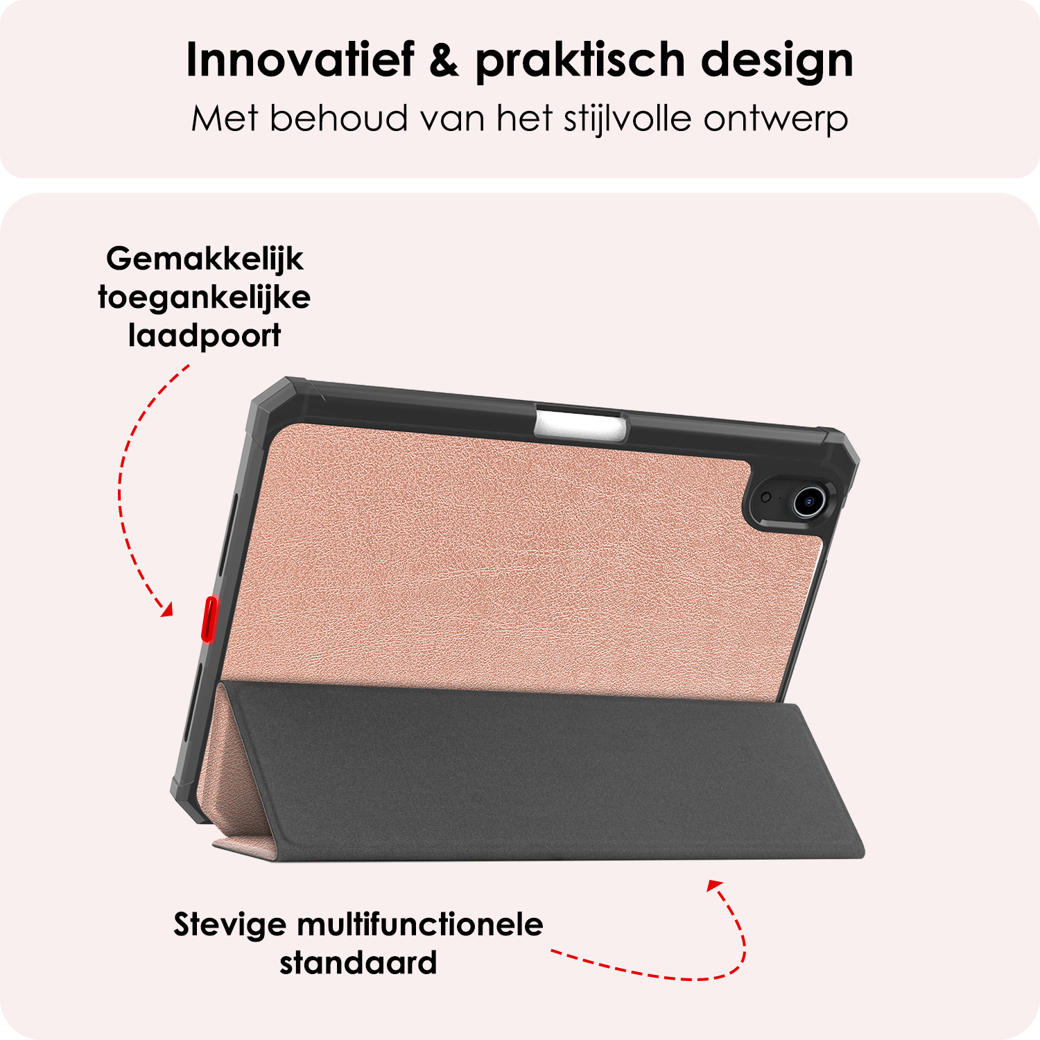 NoXx NoXx iPad Mini 7 Hoesje Met Uitsparing Voor Apple Pencil - Rose Goud