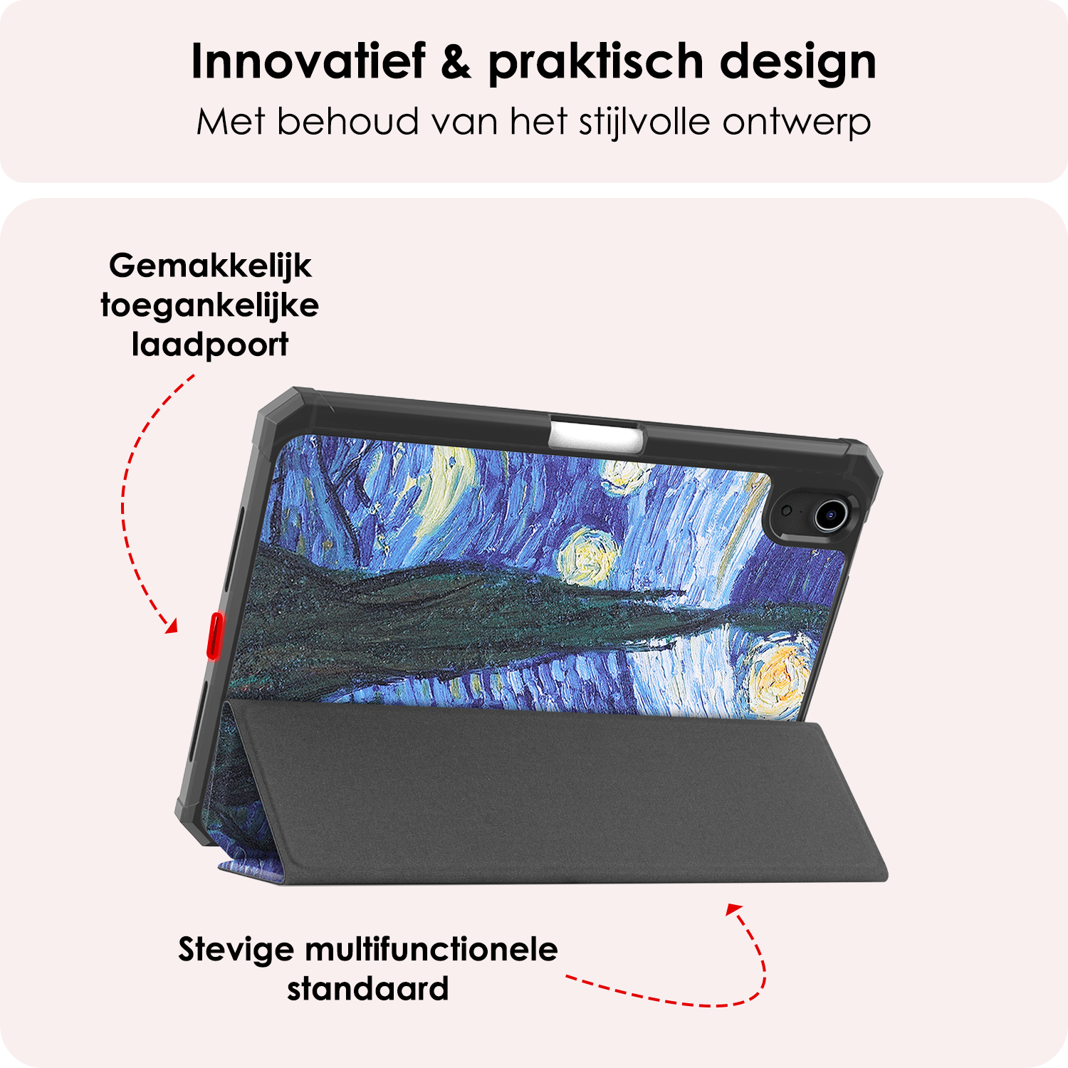 NoXx NoXx iPad Mini 7 Hoesje Met Uitsparing Voor Apple Pencil - Sterrenhemel