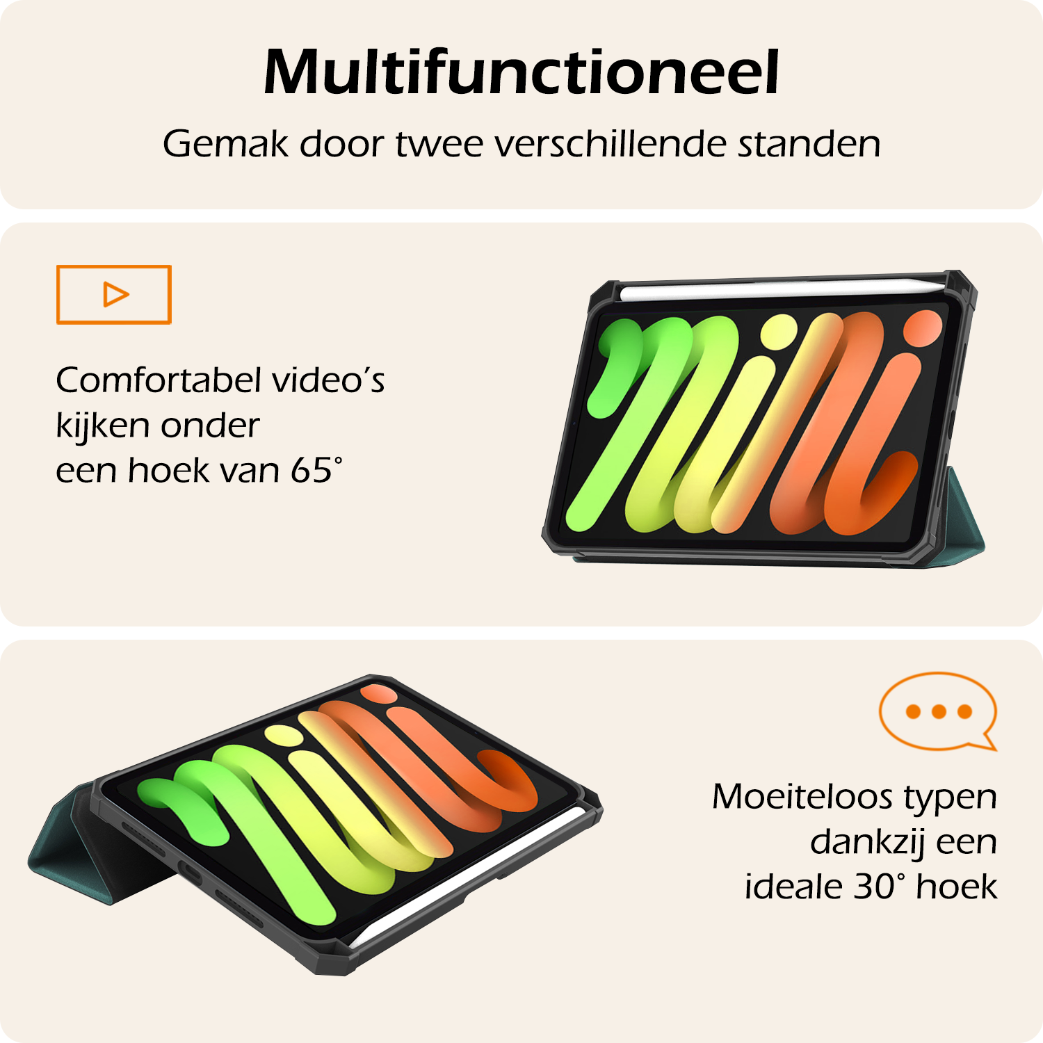 Nomfy Nomfy iPad Mini 7 Hoesje Met Uitsparing Voor Apple Pencil - Donkergroen